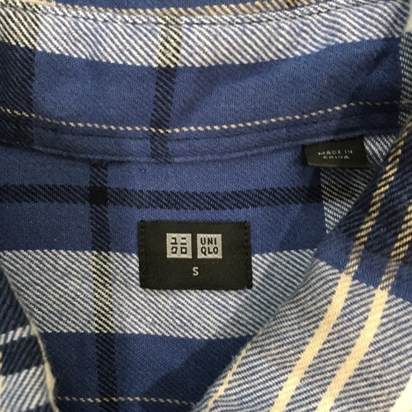 Uniqlo Blue Plaid Flannel Button Up Checked Slouchy Shirtdress - Picture 8 of 16